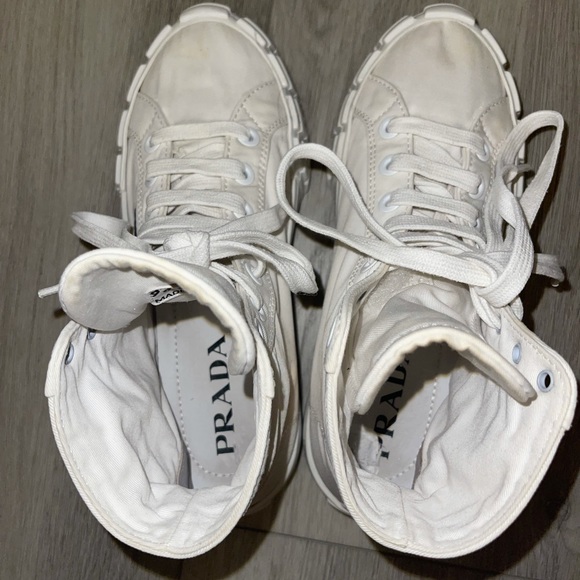 Prada high top platform canvas sneakers - Picture 5 of 8